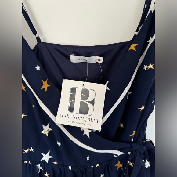 NEW LUSH navy with stars dress size Small magic Halloween witch wrap dress - Picture 5 of 8